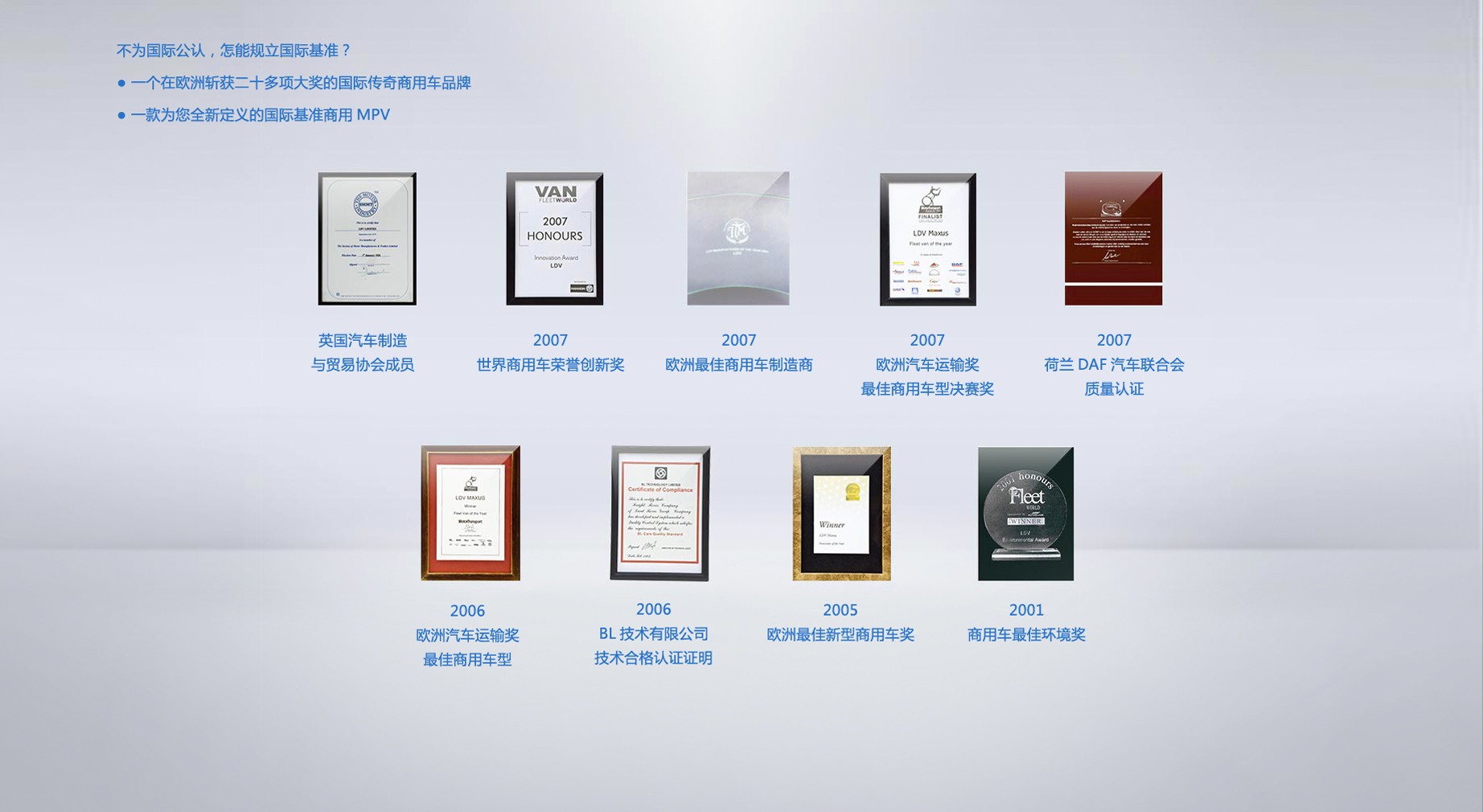 上汽大通榮譽展示